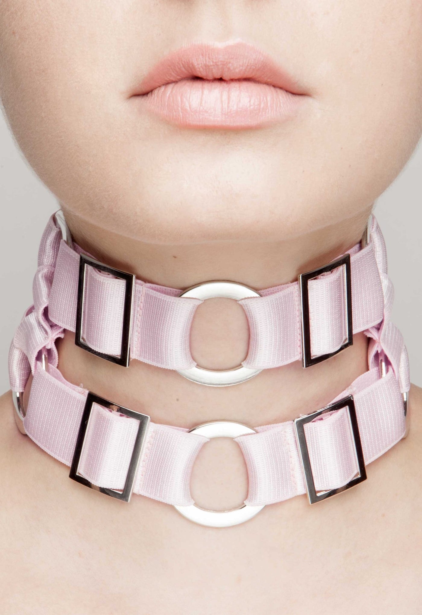 dusted pink viper choker front view