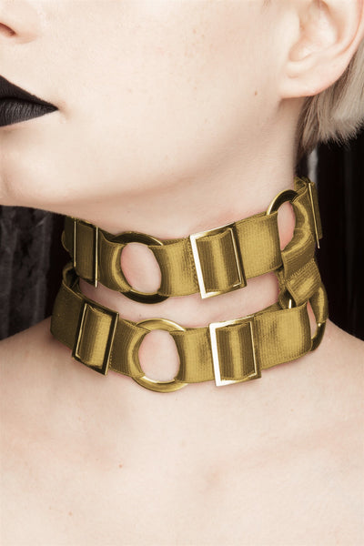 Viper Choker - With Crystal Options - Antique Gold