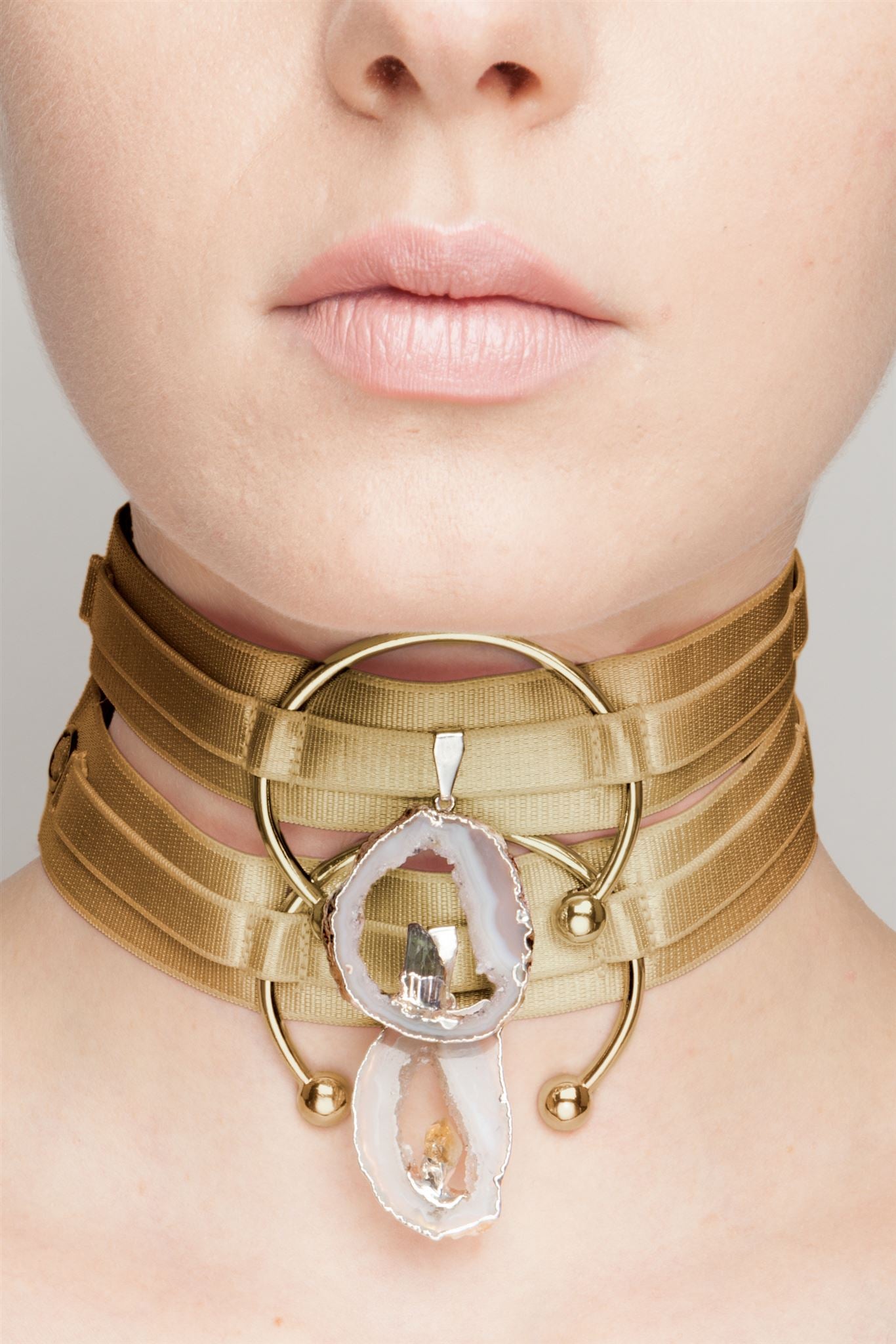 Triple Goddess Choker - Antique Gold