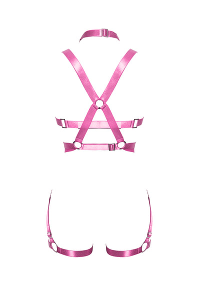 Double Pentagram Full Body Harness - Candy Pink