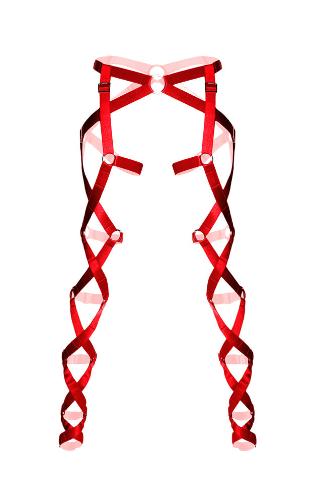 crucifixion leg harness red