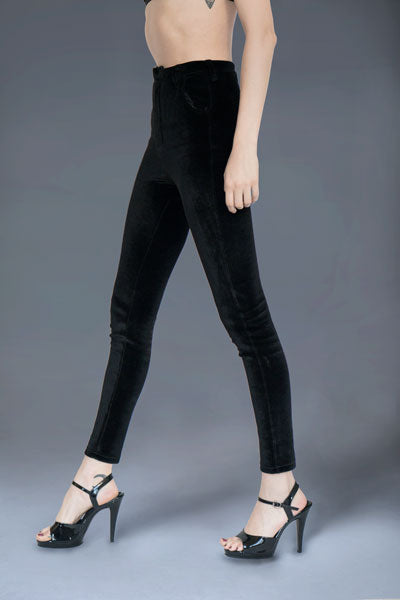 abyss high waisted black velvet pants long step EDIT