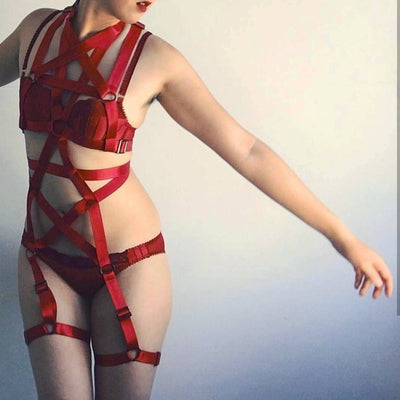 red double pentagram harness customer pic 4
