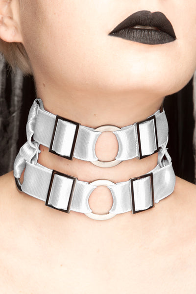 Viper Choker - With Crystal Options (White)