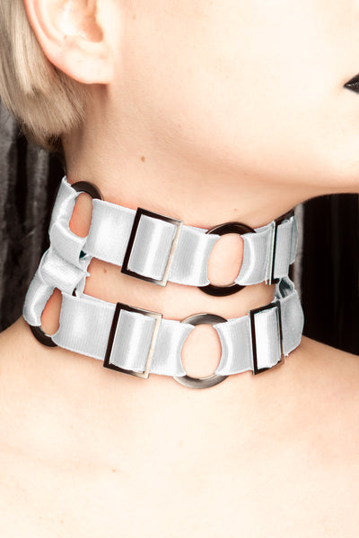 Viper Choker - With Crystal Options (White)